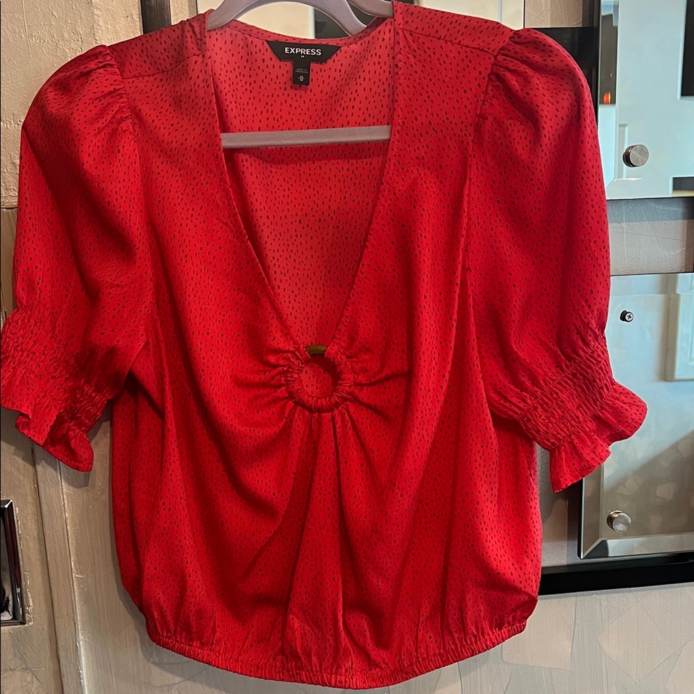 Express Women's Scarlet Blouse with Ring Detail